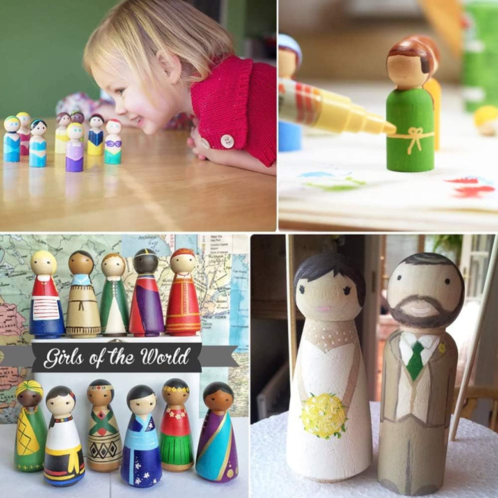50 PCS UNFINISHED WOODEN PEG DOLL FOR DIY PAINTING NATURAL WOOD DOLL BODIES FIGURES DECORATIVE PEG PEOPLE FOR KIDS ARTS CRAFTS
