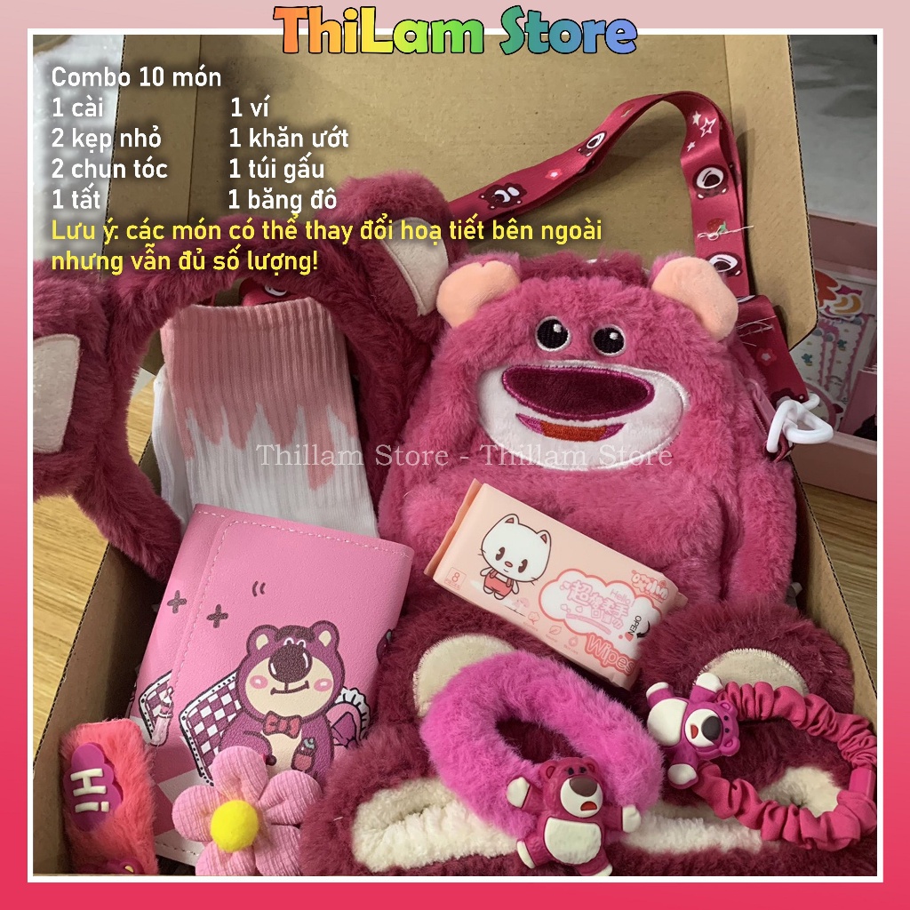 (Hoả tốc) Combo Gấu Dâu - Set quà tặng siêu cute dành cho bạn nữ, quà sinh nhật [TặngQuà]