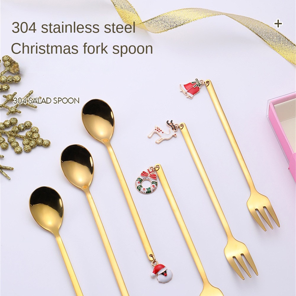 ⚡VẬN CHUYỂN NHANH CHÓNG⚡⚡ 14 Kiểu Bộ Thìa Và Nĩa Quà Tặng Giáng Sinh Bộ Thìa Cà Phê Nĩa Trái Cây Nĩa Tráng Miệng Sáng Tạo Nai Sừng Tấm Trang Trí Cây Thông Noel Quà Tặng   Kéo