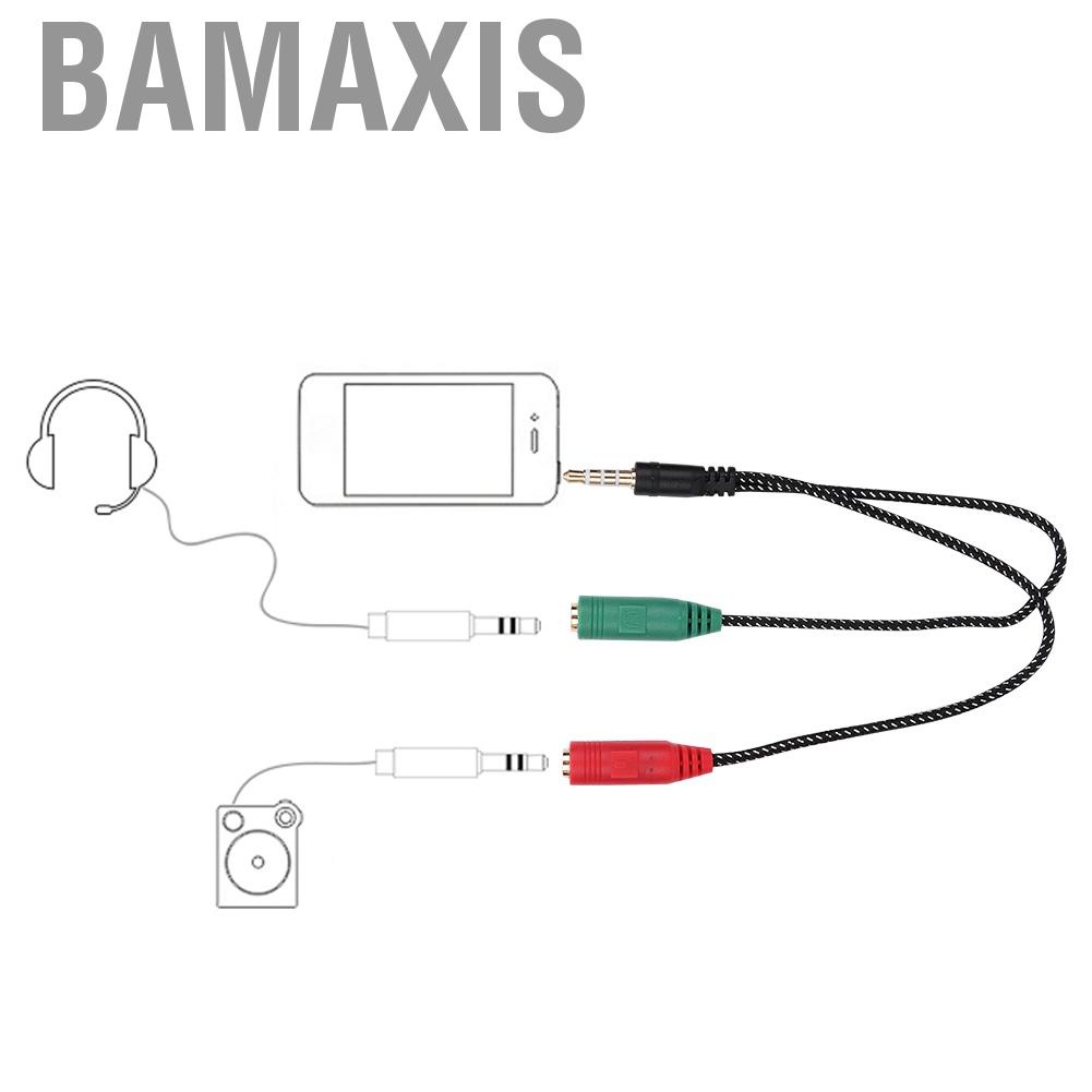 Bamaxis 3.5mm Double Earphone Microphone Adapter Headset Couple Audio Splitter