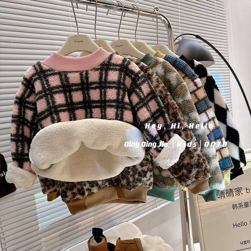 Michley Áo Thun Tay Dài Cổ Lọ Vải Nhung Dày Giữ Ấm Cho Bé