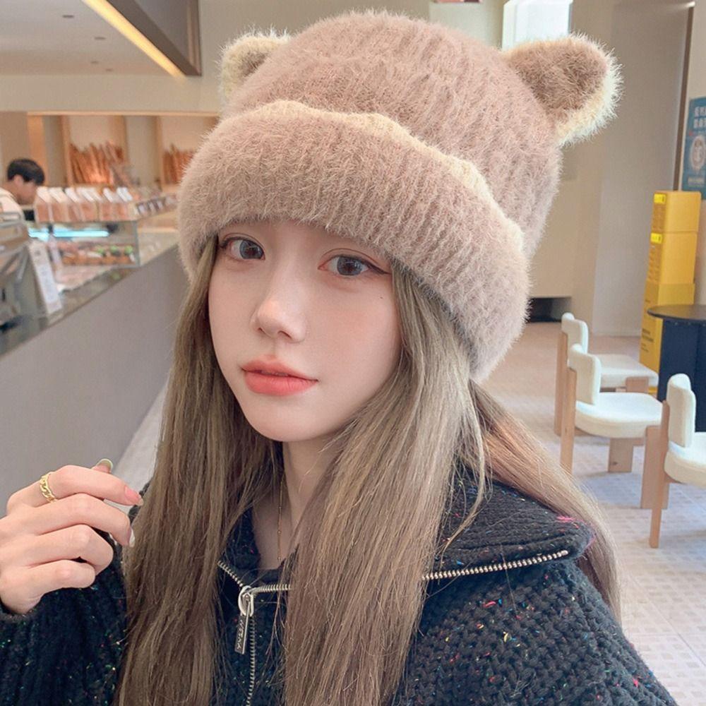 1 Mũ Len Tai Mèo Xinh Xắn Giữ Ấm Cho Nữ