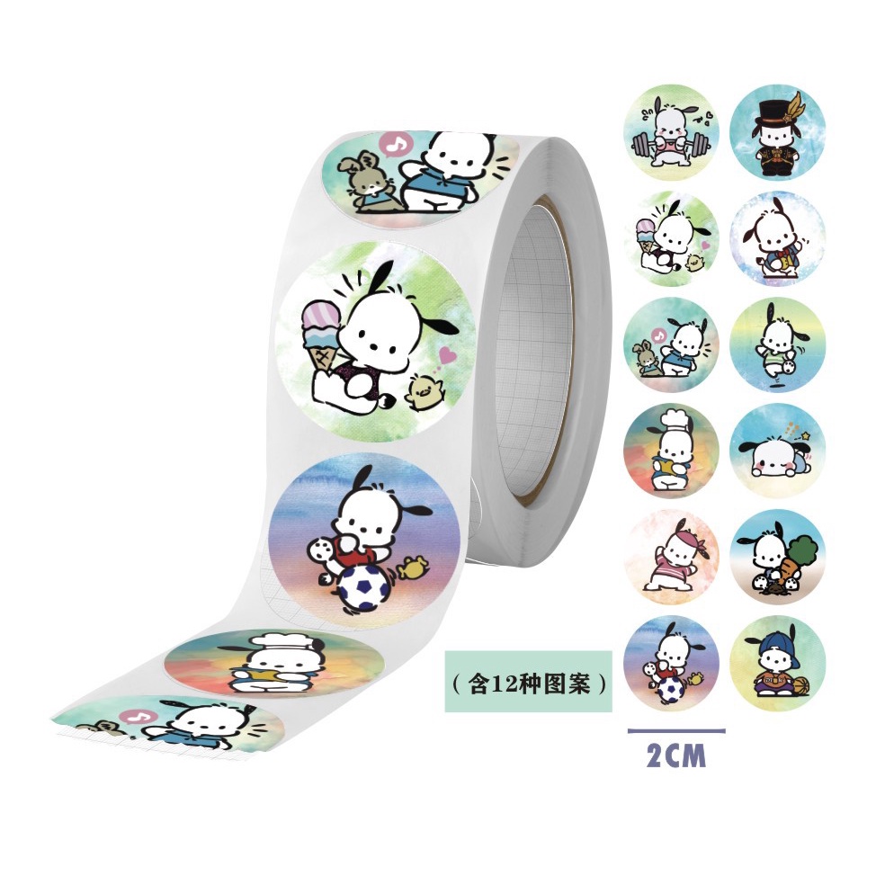 Cuộn 500 Nhãn Dán Hoạt Hình sanrio hellokitty Trang Trí Mũ Bảo Hiểm Xe Đạp