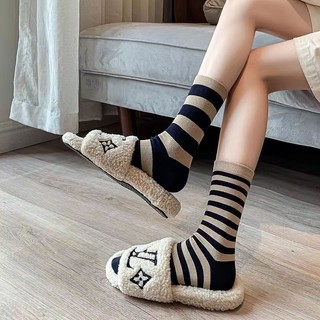 Vớ cổ cao họa tiết kẻ sọc đơn giản thời trang thu đông phong cách nhật bản mới