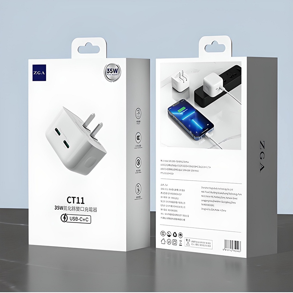 Bộ sạc nhanh chính hãng Hoco ZGA CT11 typeC 35W dòng 2023 đa năng 2 cổng USB C chuẩn sạc nhanh PD 3.0