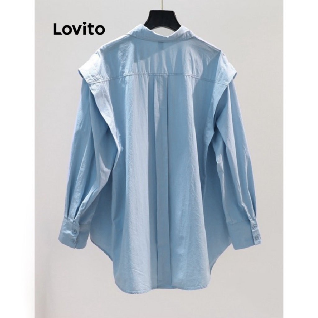 Lovito Áo sơ mi trơn có cúc thông thường cho nữ LNA33068