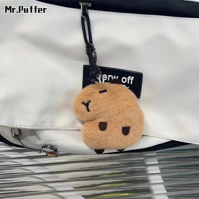 Mr.puffer Mặt Dây Chuyền Hình Búp Bê capibala Nhồi Bông Trái Tim Hoạt Hình Dễ Thương Có Móc Tai Dành Cho Nữ