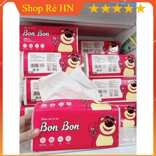 Bịch khăn giấy rút đa năng gấu dâu Bon Bon siêu to (1 gói 400 tờ) - Giấy chuẩn loại 1