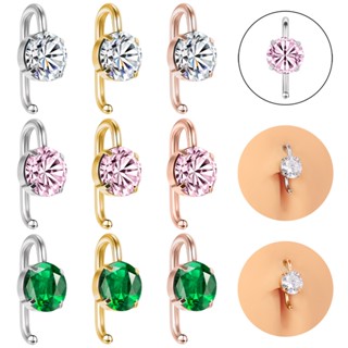  1 Khuyên Rốn Dạng Móc Bằng Thép Không Gỉ Nhiều Màu Sắc 