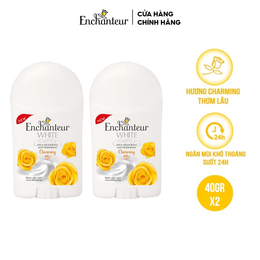 Combo 2 Sáp khử mùi trắng da Enchanteur Charming 40g/chai