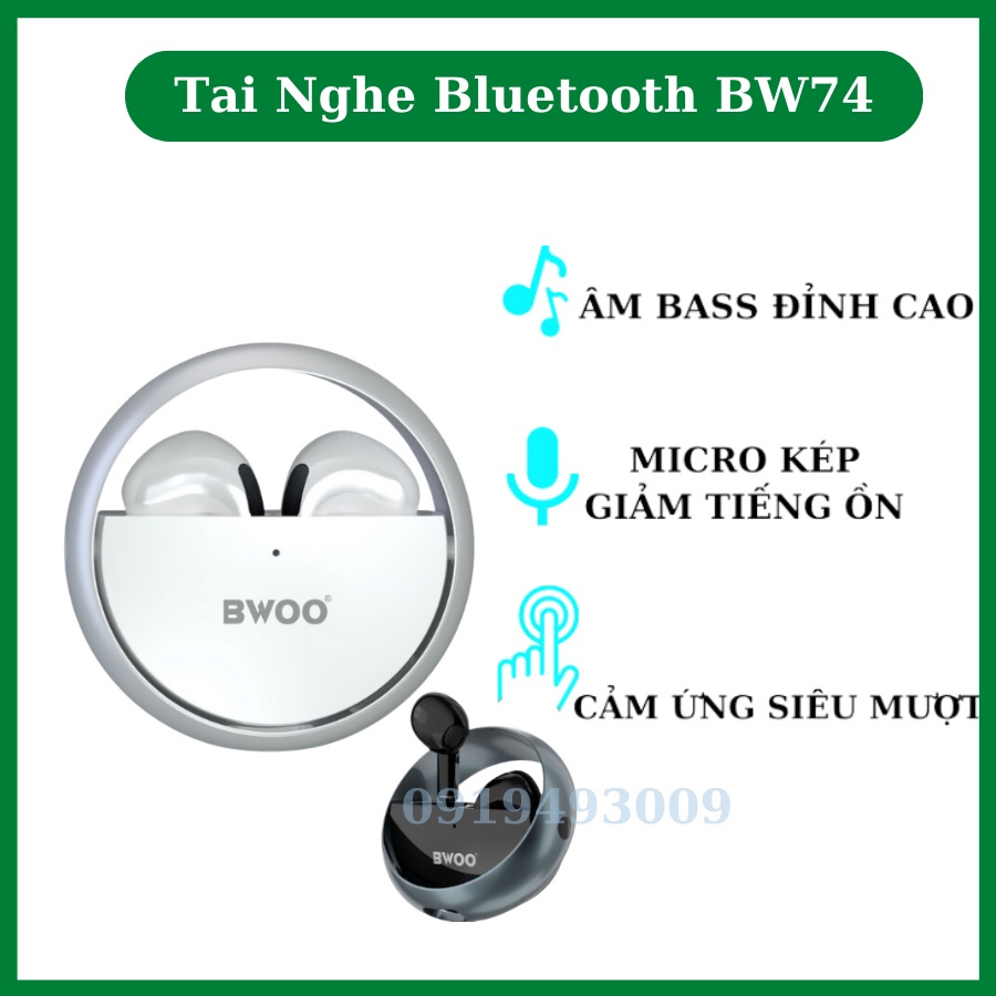 Tai nghe Bluetooth BWOO không dây Cao cấp hợp kim nhôm pin trâu Mic chống ồn JUDI
