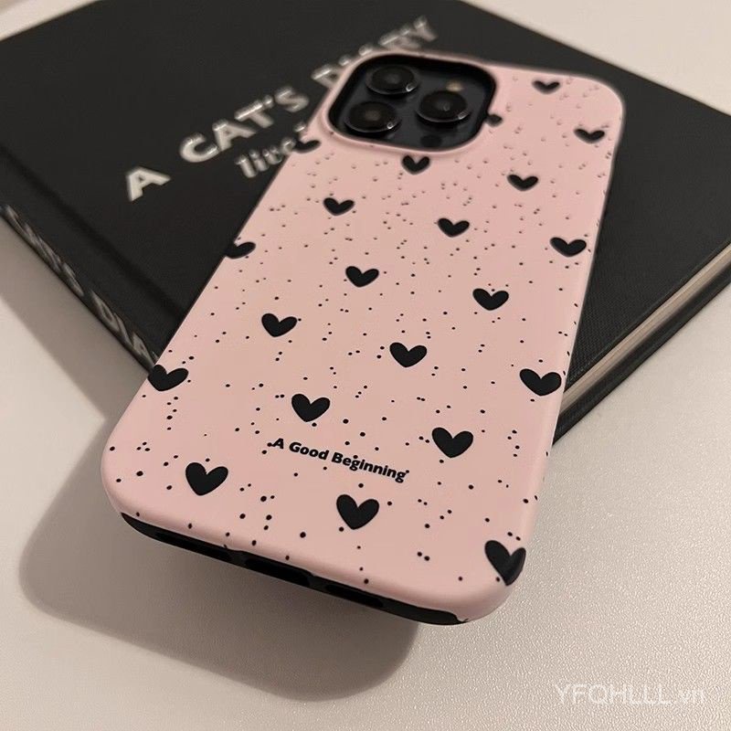 Ốp Điện Thoại Hai Lớp Họa Tiết Trái Tim Cho iphone11 12 13 14 15 12promax 13promax 14pro 14promax x xs xr ichz