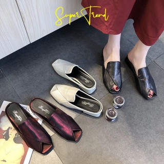 Giày sandal đế thấp mũi vuông hở ngón thời trang cho nữ