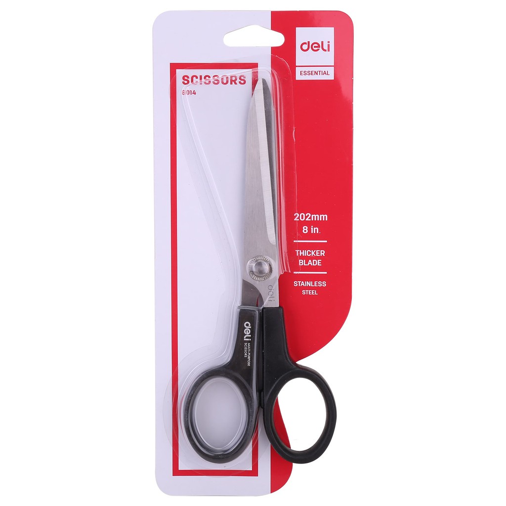 Kéo Văn Phòng 220mm Deli, Lưỡi Thép Đánh Bóng Không Gỉ Dụng Cụ Cắt Đồ Cho Văn Phòng Làm Việc - 1 Chiếc - E6014
