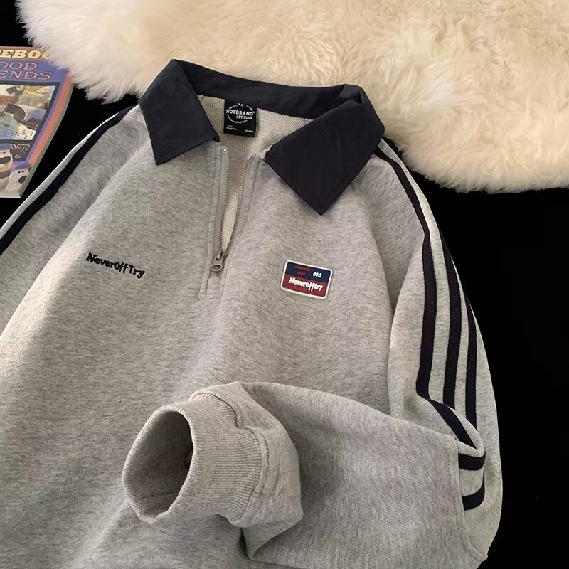 Áo hoodie polo Tay Dài Thêu Chữ instagram Phong Cách Hàn Quốc Thời Trang Thường Ngày Dành Cho Nam Và Nữ