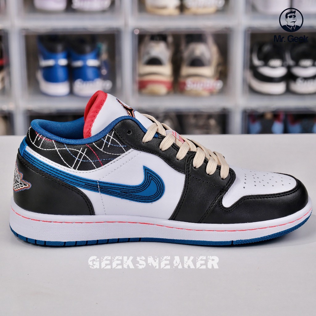 Giày Sneaker Air Jordan 1 Low ‘White Industrial Blue Siren Red’
