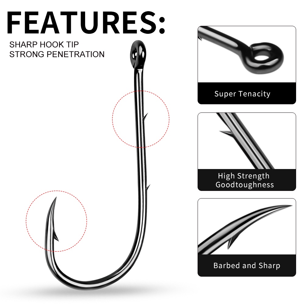 Proberos Set 100 Lưỡi Câu Cá Tay Cầm Dài Bằng Thép carbon Cao Cấp # 1 # - 16 #