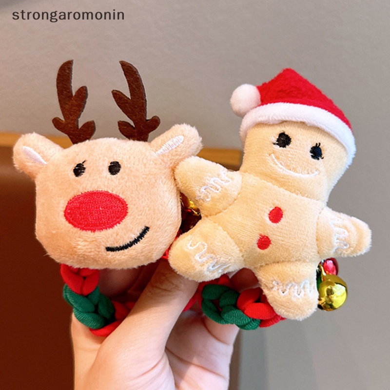 Dây Cột Tóc Cao Su Đính Bóng Lông Giáng Sinh Dễ Thương Cho Bé Gái