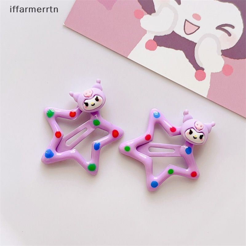 SANRIO Bộ 2 Kẹp Tóc Hình Ngôi Sao Năm Cánh Nhiều Màu Sắc Dễ Thương Cho Nữ
