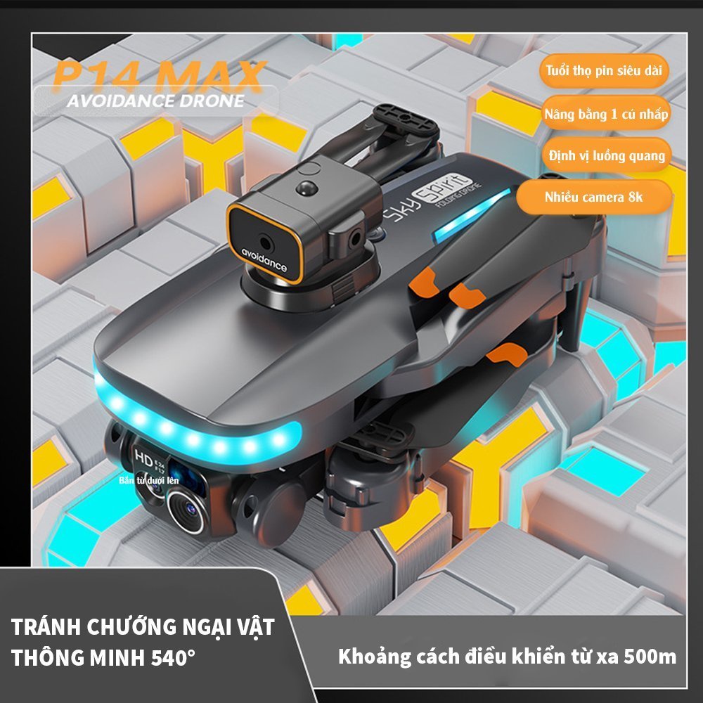 Flycam máy bay điều khiển từ xa, Flycam mini P14 dung lượng pin 1800 mAh, camera kép HD góc rộng 120 độ GD518 | BigBuy360 - bigbuy360.vn