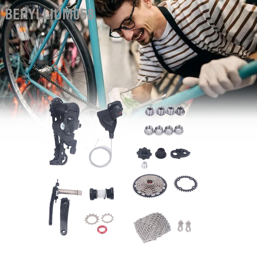 Beryllium068 Xe Đạp 9 Tốc Độ Groupset 50T Bánh Đà Dịch Chuyển Bộ Derailleur Crankset Phụ Kiện Sửa Đổi