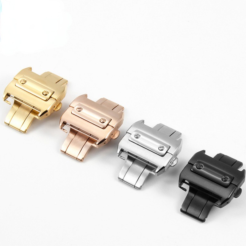 Dây Da Đồng Hồ Santos100 18 21mm Bằng Thép Không Gỉ Trơn Chống Thấm Nước Cho Cartier Sandoz