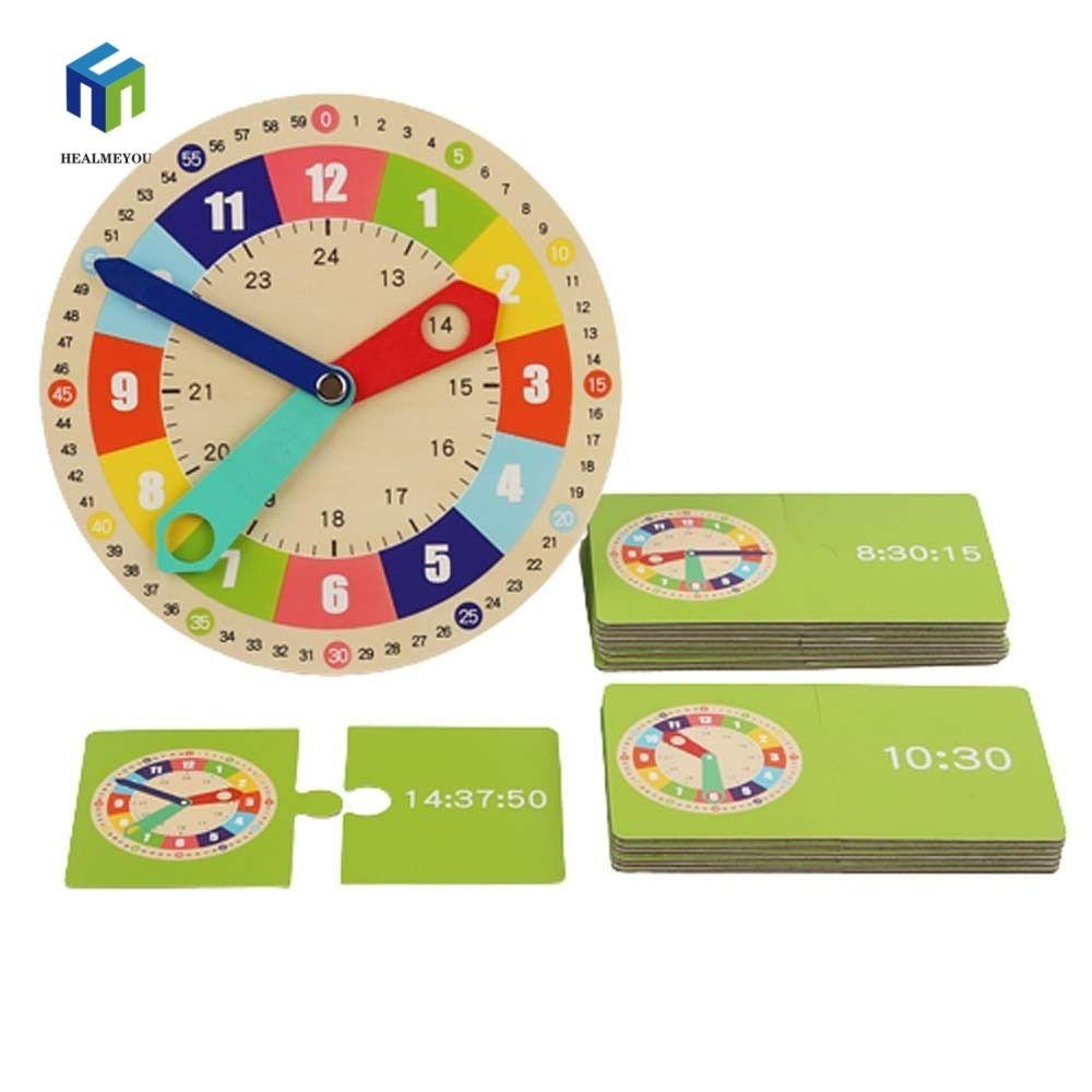 Mô Hình Đồng Hồ Gỗ Cầm Tay Kèm Thẻ Theo Phương Pháp Montessori Giúp Bé Học Hỏi Logic