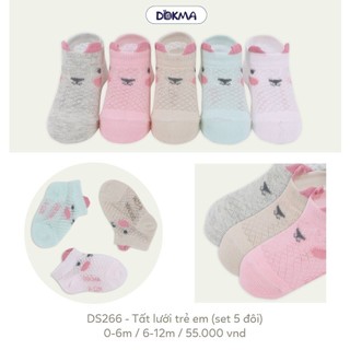 Set 5 đôi tất lưới cổ thấp bé trai, bé gái dokma mã ds266, ds581