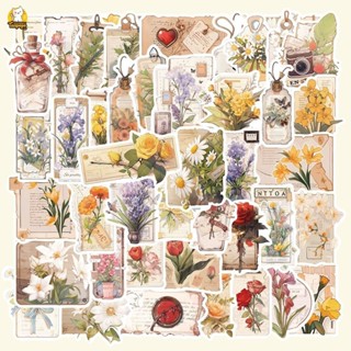 Set 10/20/50 cái sticker chống nước TEM HOA SẮC MÀU CỔ ĐIỂN THƯ CỎ VINTAGE màu dán mũ bảo hiểm vali laptop CN470
