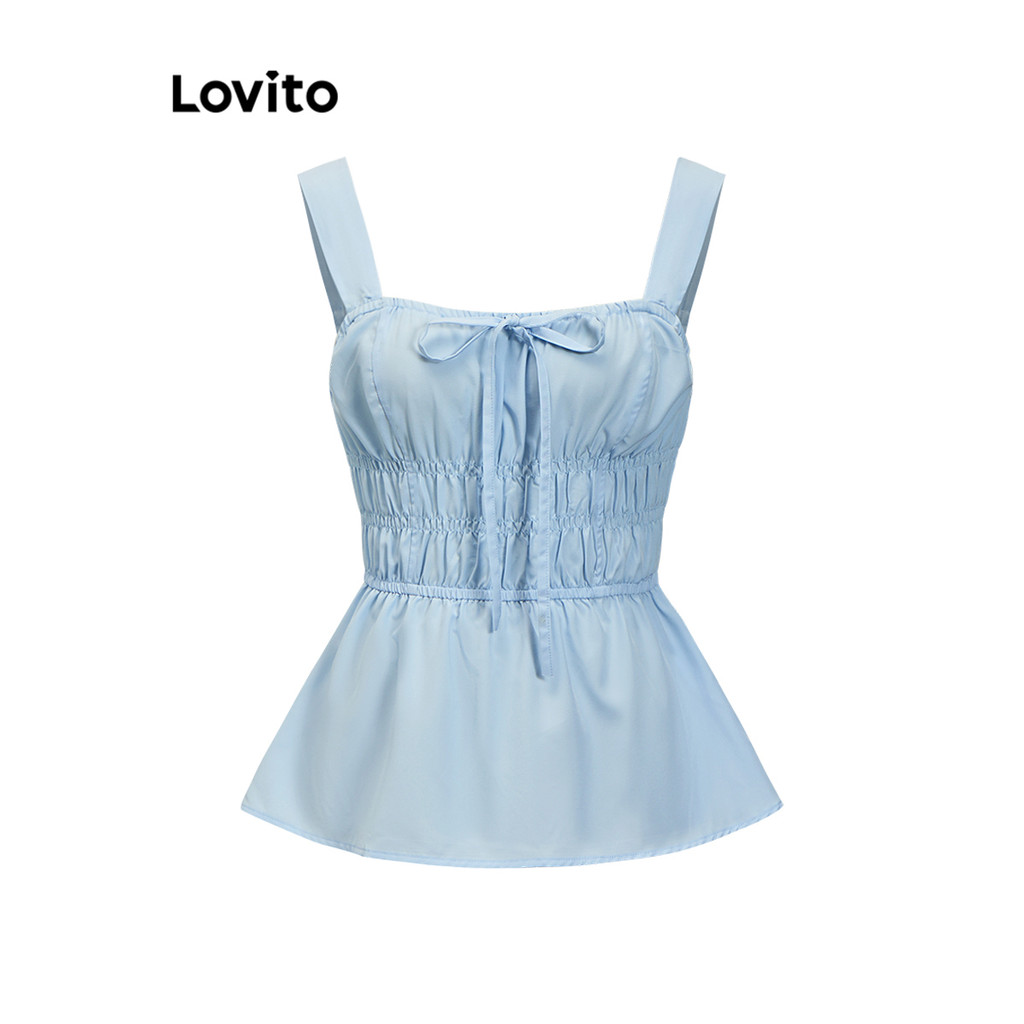 Lovito Áo ba lỗ có dây buộc trơn dễ thương dành cho nữ LBA82071 | BigBuy360 - bigbuy360.vn