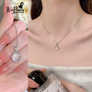WeFlower Vòng cổ Bạc 925 Mặt Đá Mặt Trăng Thời Trang Cho Nữ