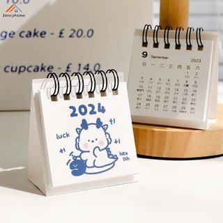 Lịch Năm 2024 mini 360 Độ Kiểu Hoạt Hình Xinh Xắn Đáng Yêu° Lật Lịch Để Bàn Hình Tam Giác Có Thể Gấp Gọn Tiện Dụng