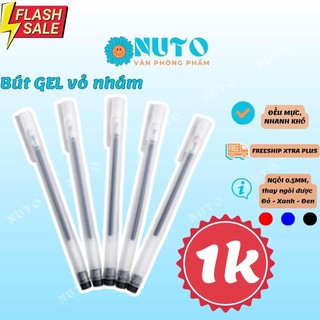 Bút bi nước vỏ nhám, mực gel, ngòi 0.5mm, ba màu, viết đều mực, nhanh khô thay ngòi được văn phòng phẩm Nuto