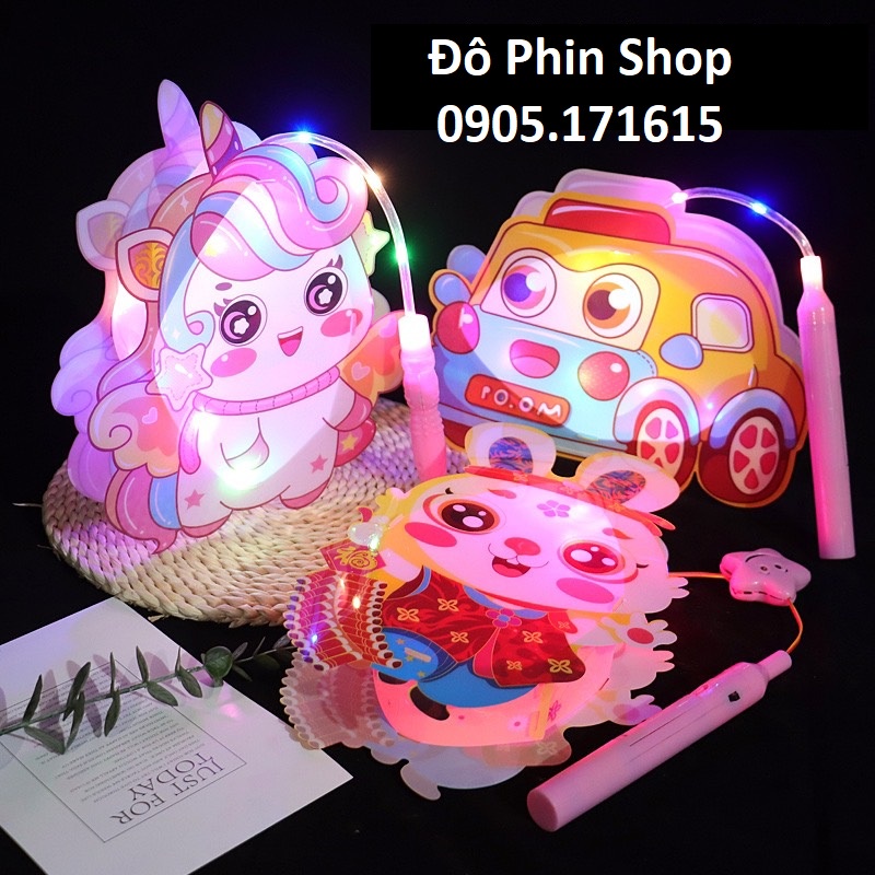 Lồng Đèn Trung Thu DIY cho bé mẫu mới năm 2023 hình gấu dâu, thỏ ngọc, búp bê, ô tô, khủng long