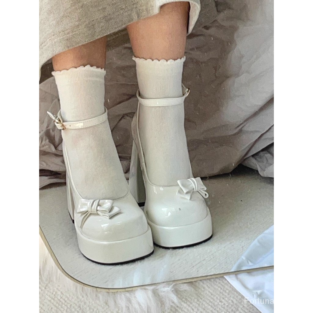 Mary jane Giày Da Cao Gót Phong Cách lolita Xinh Xắn Cho Nữ