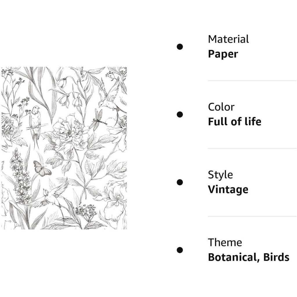 Đen Giấy Dán Tường Tự Dính Họa Tiết Hoa Mẫu Đơn Và Khung Hoa Mẫu Đơn Tháo Rời Được