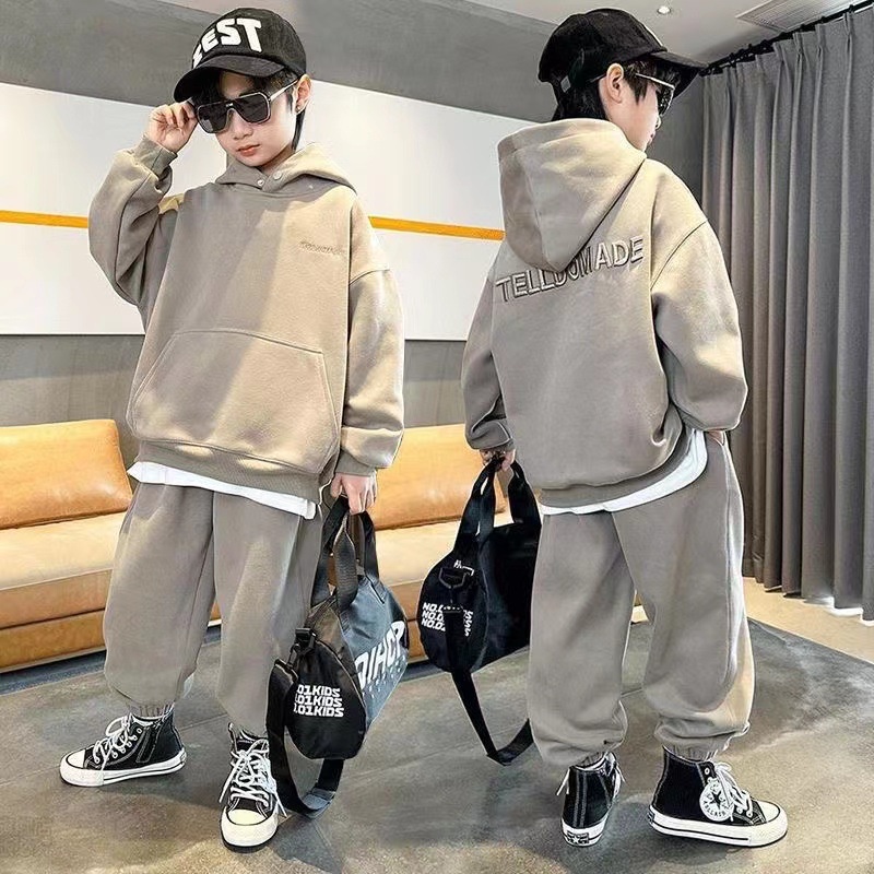 AMILA Set Áo Hoodie Dài Tay In Chữ + Quần Dài Ống Túm Thời Trang Cho Bé Trai