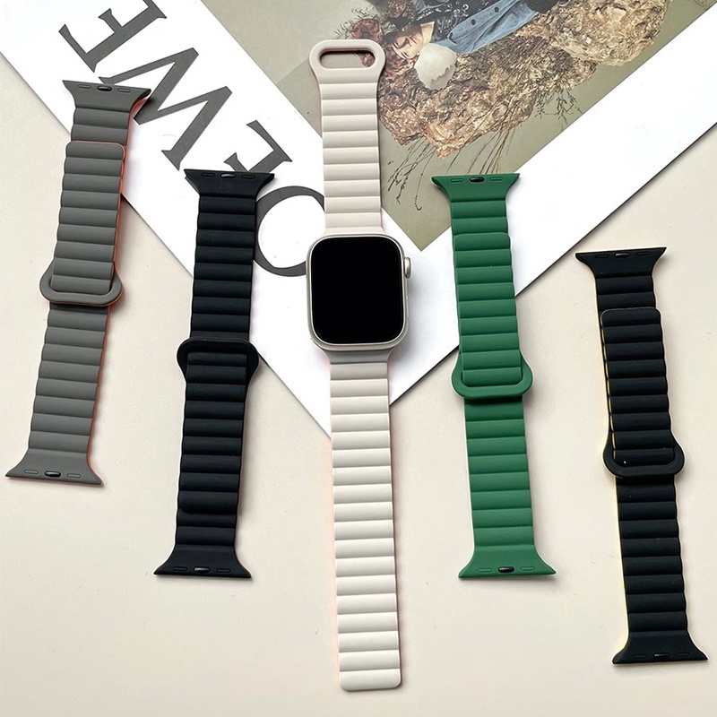 Dây Đeo Đồng Hồ Bằng silicone Khóa Nam Châm Cho apple watch series 8 7 se 6 5 4 3 ultra iwatch 40mm 44mm 41mm 45mm 49mm