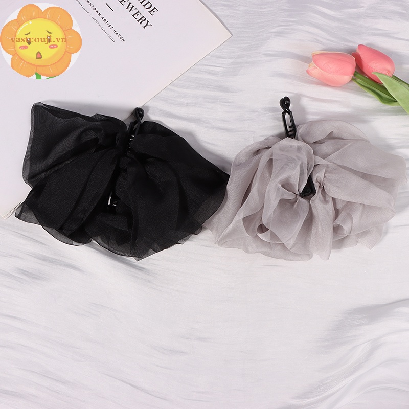 Vastji Kẹp Tóc Đuôi Ngựa Chất Liệu chiffon Đính Nơ Phong Cách vintage Cho Nữ vn