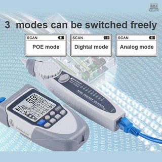Handheld Portable Network Cable Tester LCD Large Screen Display Digital Wire Trackers Continuity Battery Voltage Polarity Checking POE Test Multi-function Cable Tester with Flashlight