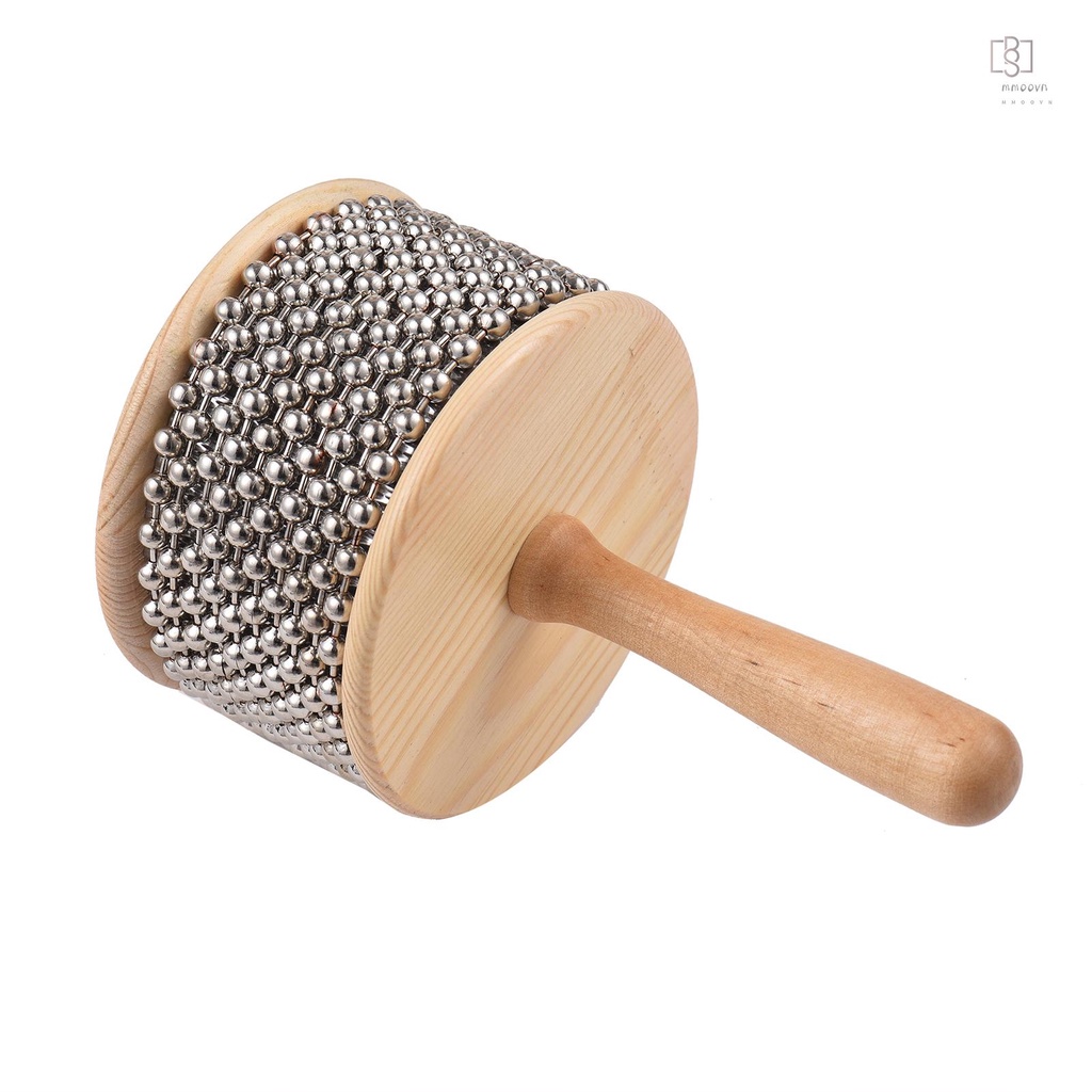 Hot!♫ Nhạc Cụ cabasa Chuỗi Hạt Kim Loại Và Xi Lanh Bằng Gỗ Kích Thước Vừa Cho Phòng Học