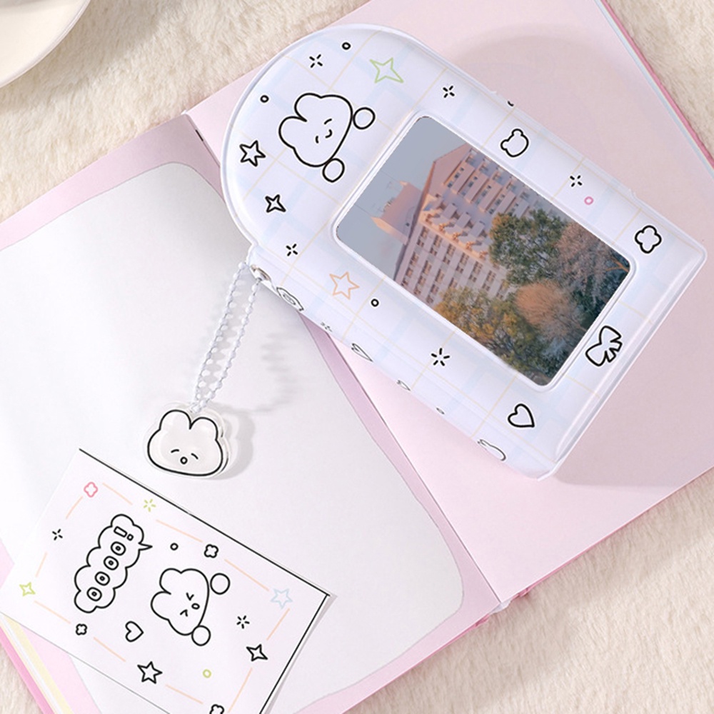 Ví Đựng Thẻ idol Hình Vuông 3 inch Họa Tiết Hoạt Hình Dễ Thương Có Khóa Cài