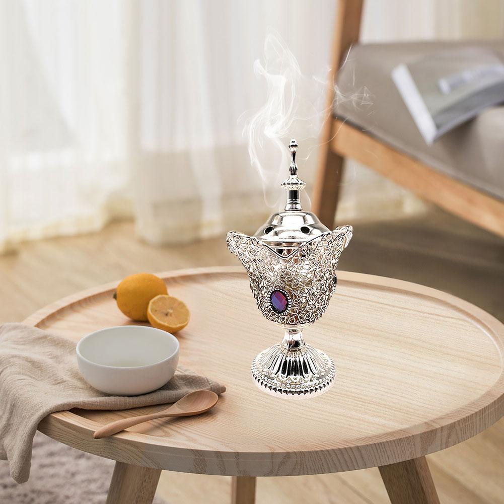 Cắm Nhang Trầm Hương Bằng Kim Loại Cổ Điển Trung Đông Đốt Trầm Hương Ả Rập Làm Bằng Kim Loại Trang Trí Nhà Ở Hoặc Văn Phòng