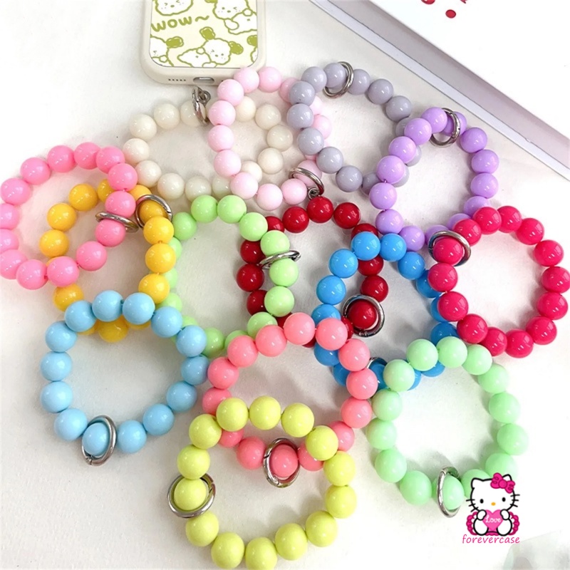 Macaron Vòng Đeo Tay Treo Điện Thoại Màu Kẹo Ngọt Họa Tiết Gấu 3d Dễ Thương Chống Mất