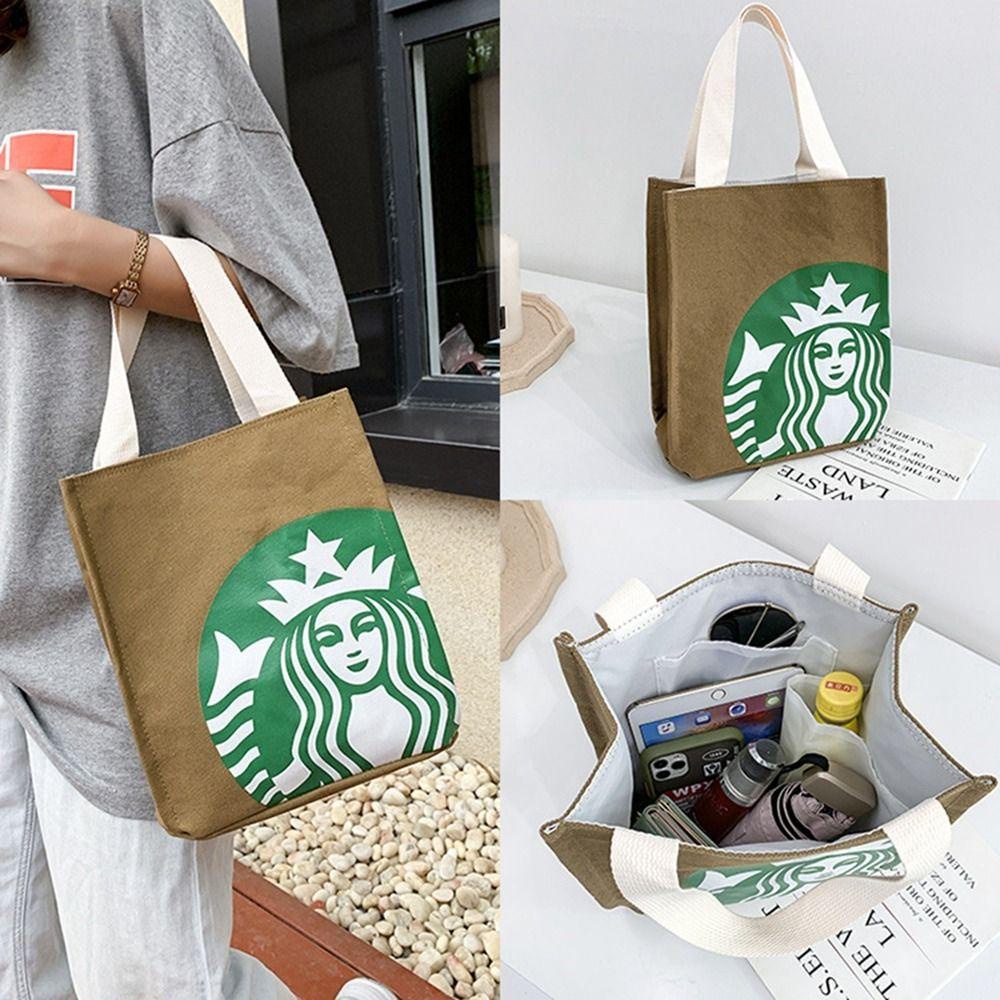 Shanhai Túi vải In Họa Tiết starbucks Phong Cách Hàn Quốc