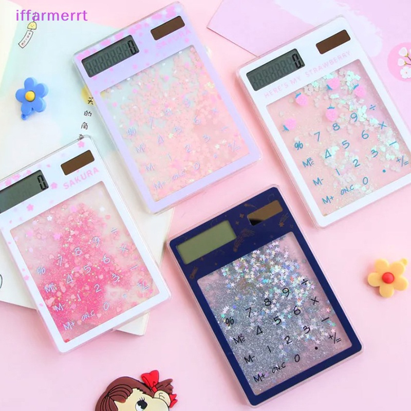 Iffarmerrt Máy Tính Năng Lượng Mặt Trời mini Trong Suốt Họa Tiết Cát Lún Đáng Yêu Sáng Tạo vn