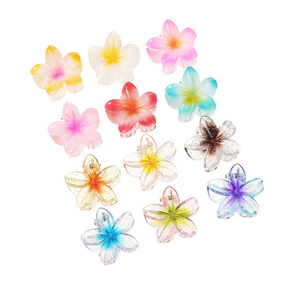 Aijolen Set 2 Kẹp Tóc Nhựa Đính Hoa Thời Trang 4cm