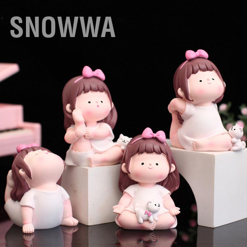 Snowwa Bức tượng cô gái tập yoga Hoạt hình đáng yêu Dễ thương Trang trí thời trang Tư thế Yoga Cô cho ô tô