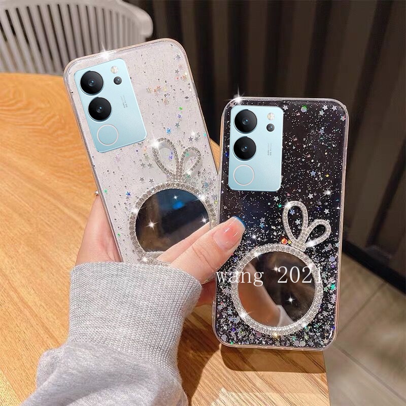 Ốp Điện Thoại Mềm Có Gương Trang Điểm Hình Vương Miện vivo v29 5g vivo v29e v29 pro y27 y78 y36 5g 4g 2023 vivov29 5g