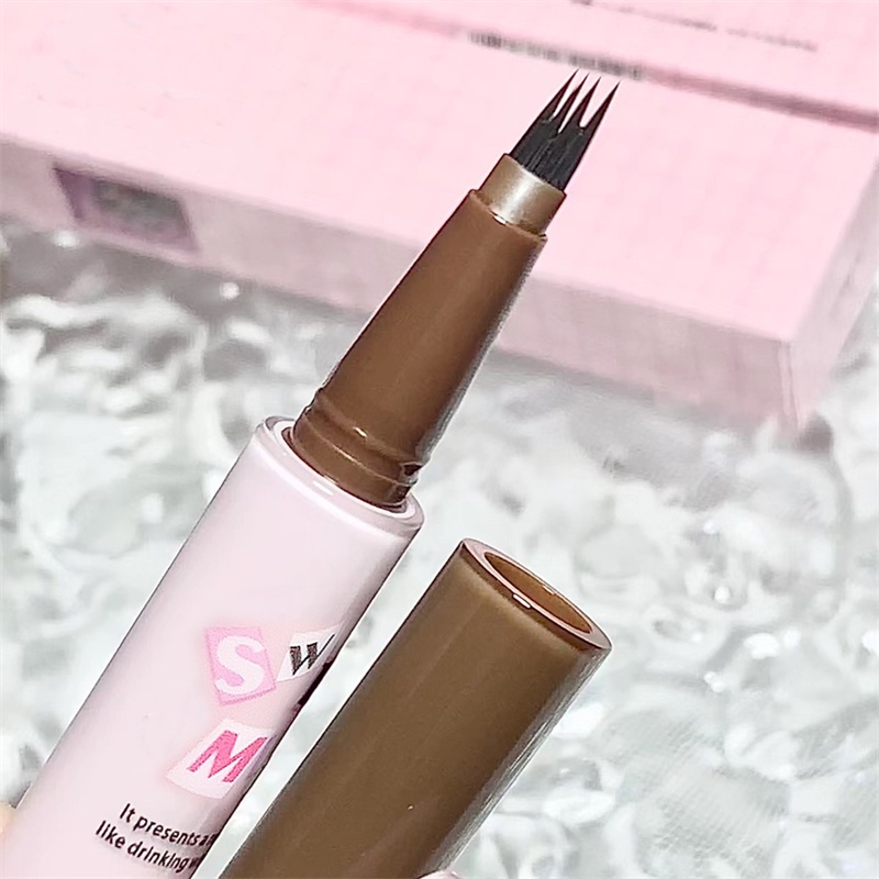 Abpopa Bút Chì Kẻ Lông Mày Mỏng Màu Bạc Hà Ngọt Ngào Với Đầu Chia Không Bị Nhòe